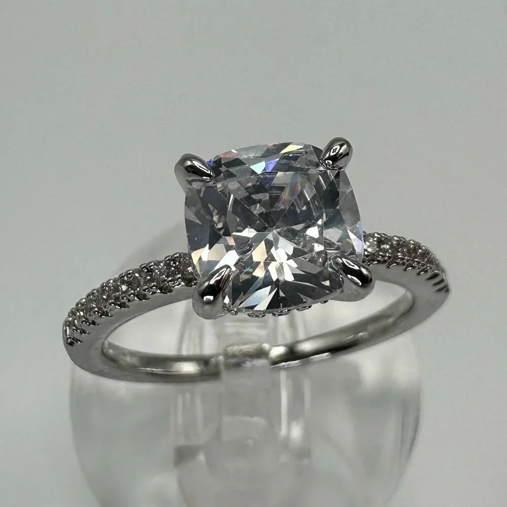 Womens Silver Plated Brass Ring Cubic Zirconia - Picture 9 of 15